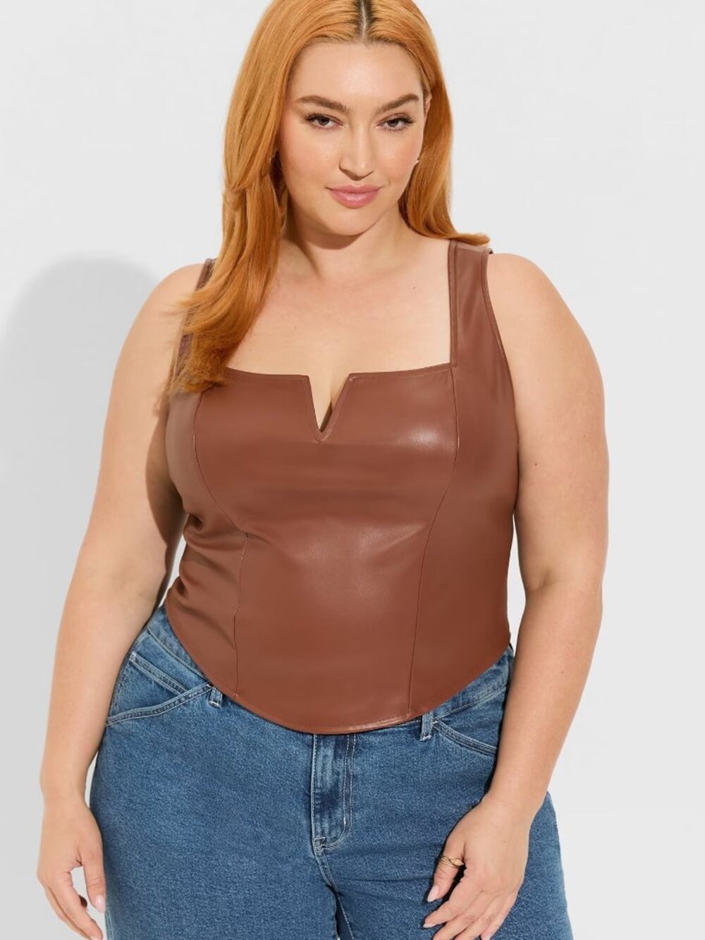 Torrid Faux Leather Cropped Tank – Root Beer Brown (Size 0)